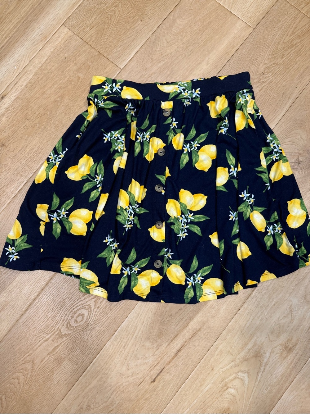 Lemon Button-Front Circle Skirt 🍋